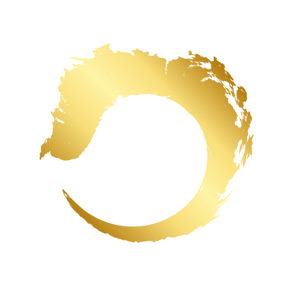 Brush stroke and gold circle element png