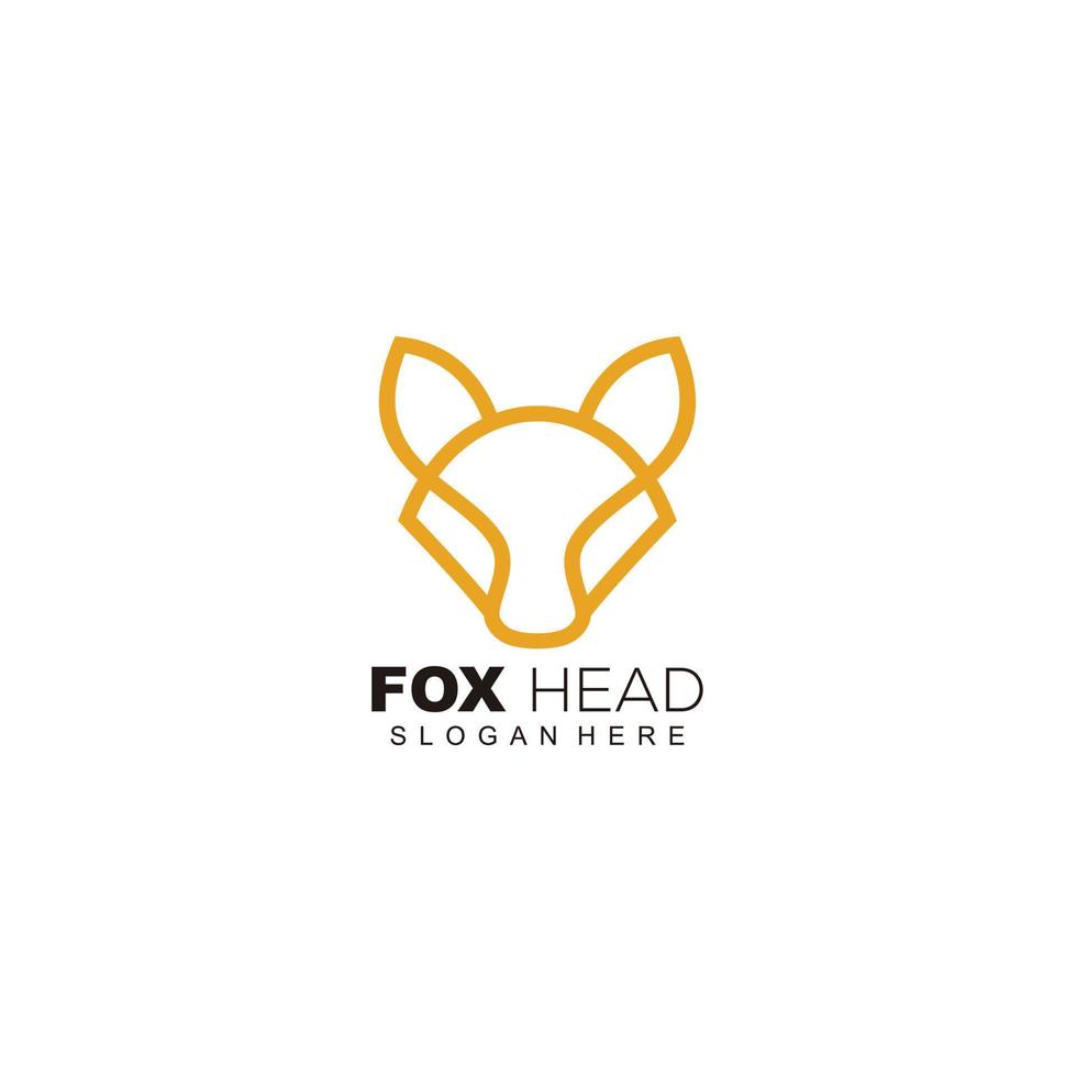 fox head logo line style design color vector