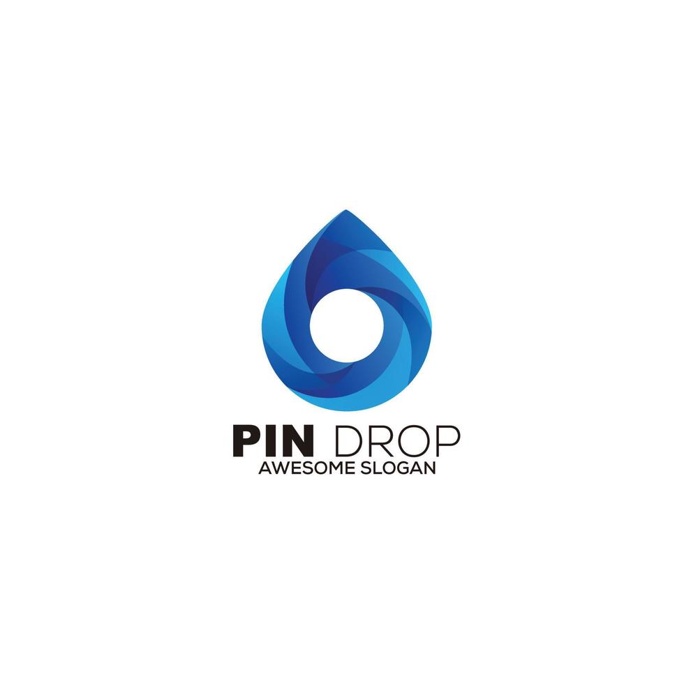 gota de agua con pin ubicación diseño logo degradado color vector