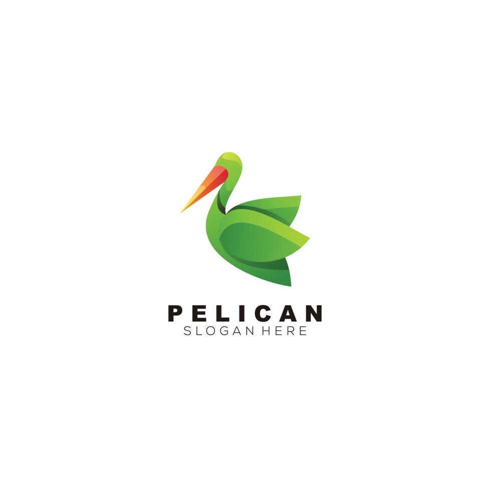 green pelican logo colorful illustration design vector