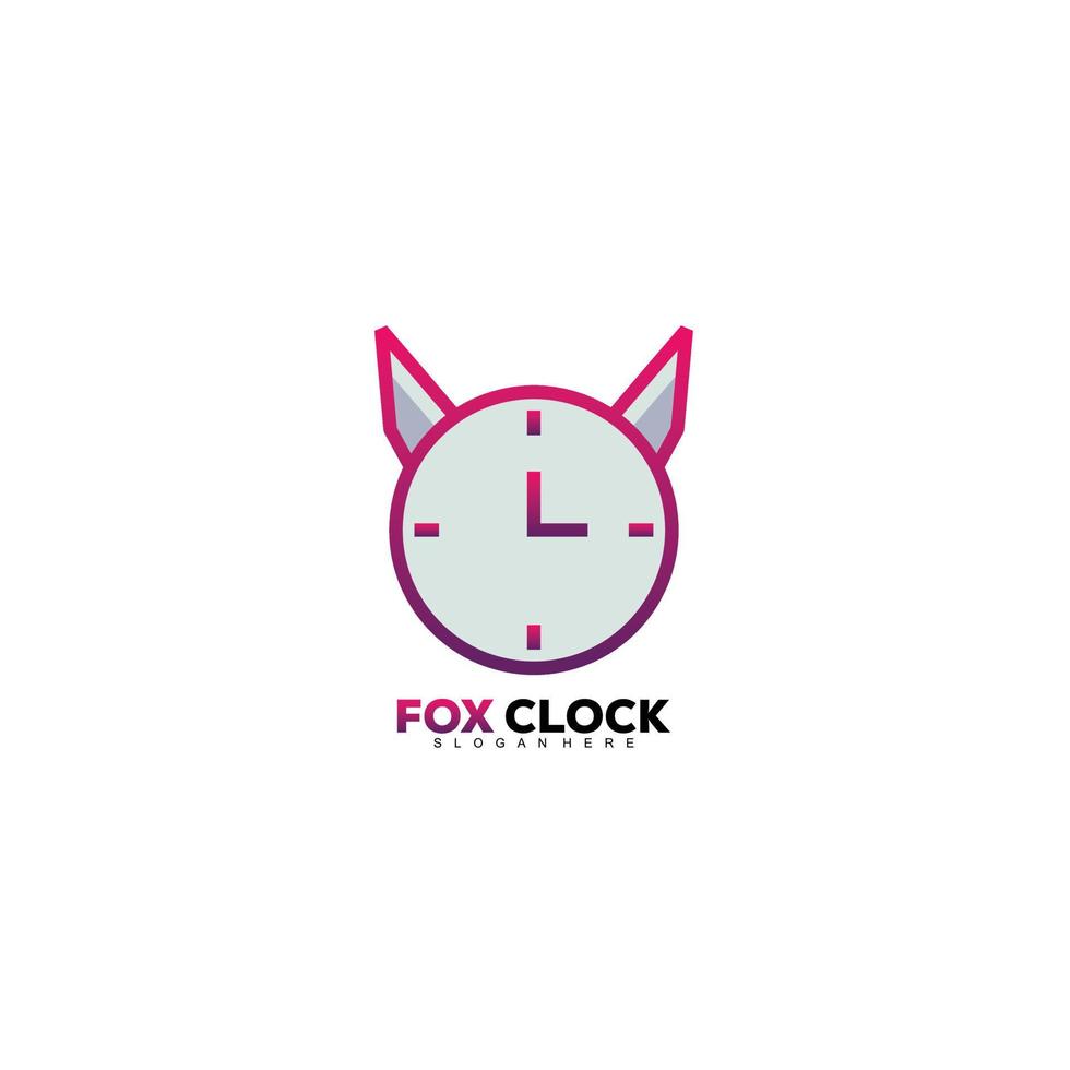 fox clock design icon design template symbol vector