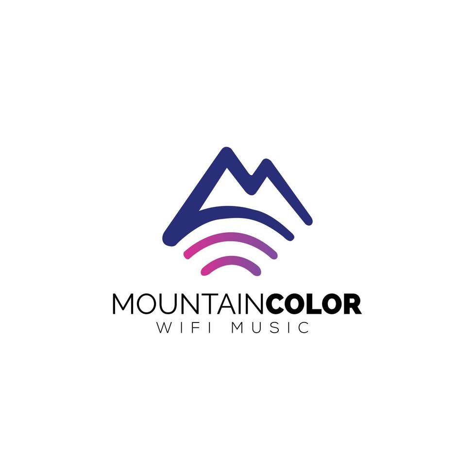 Letter M Music Mountain Logo Design Vector