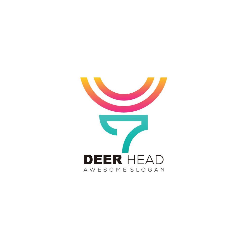 deer head design style line art logo colorful vector
