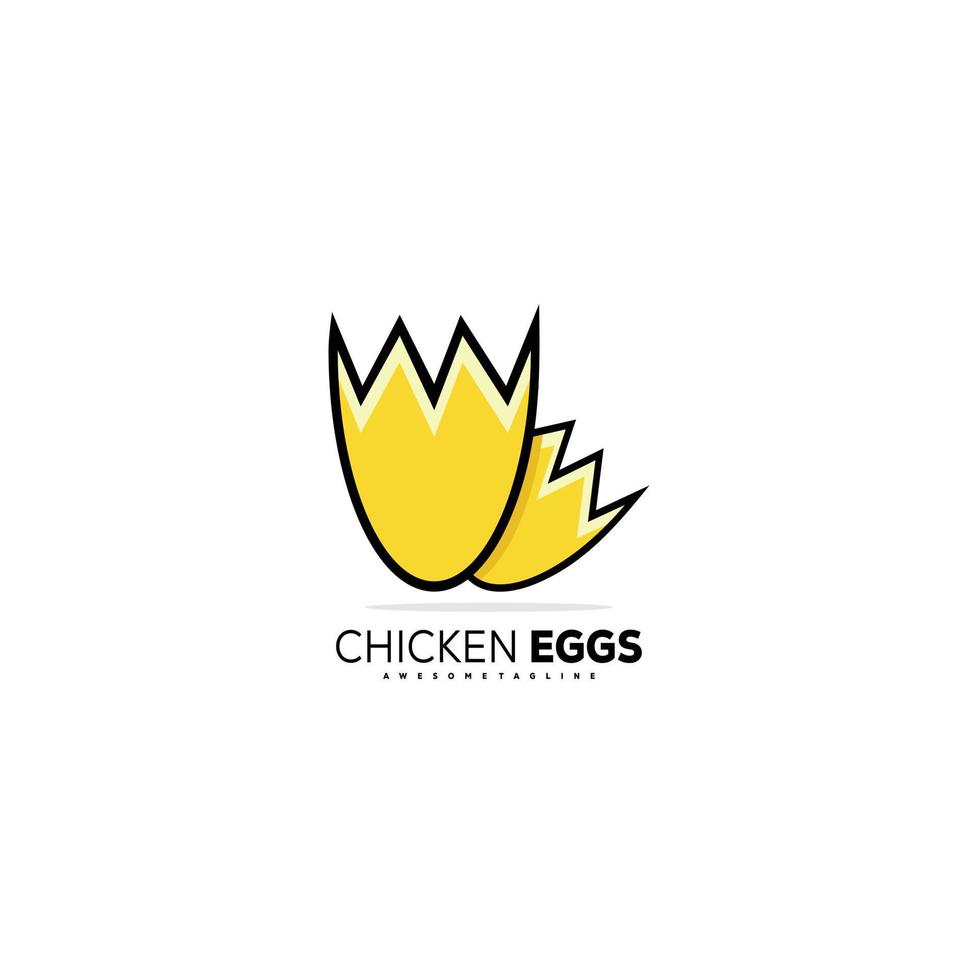 chicken eggs yellow color illustration logo template vector