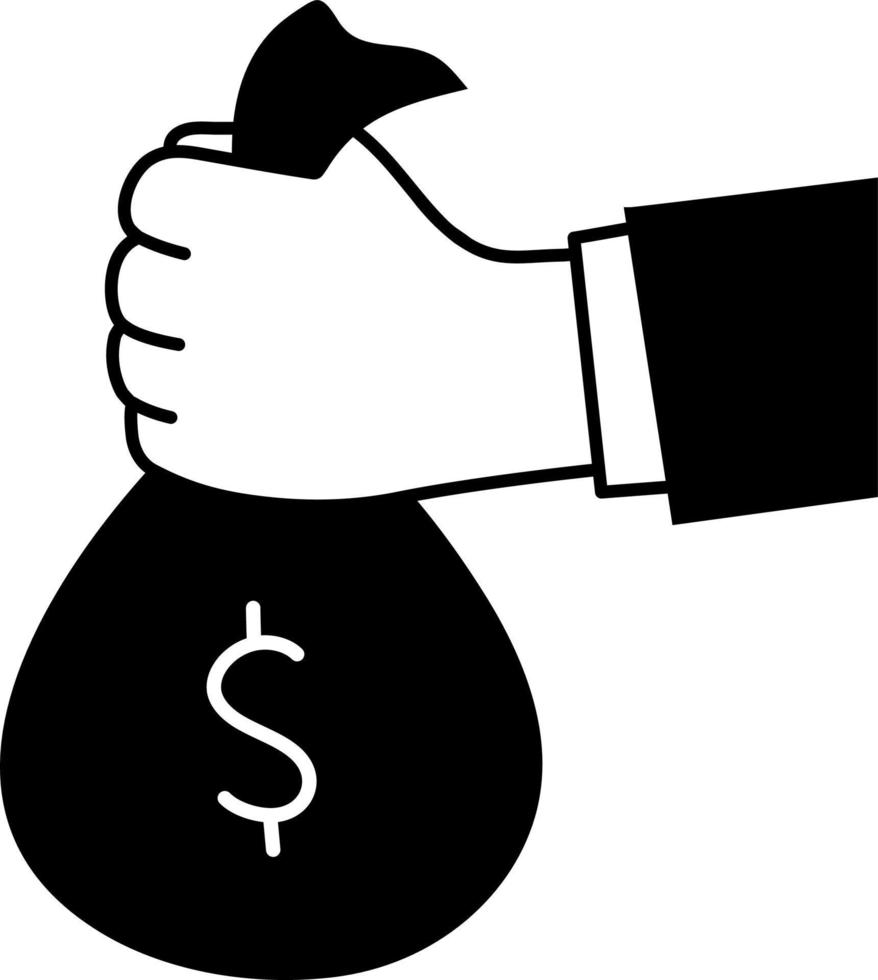 Investment financial Business Hand hold Cash Money success trade illustration Semi-Solid Black and White vector