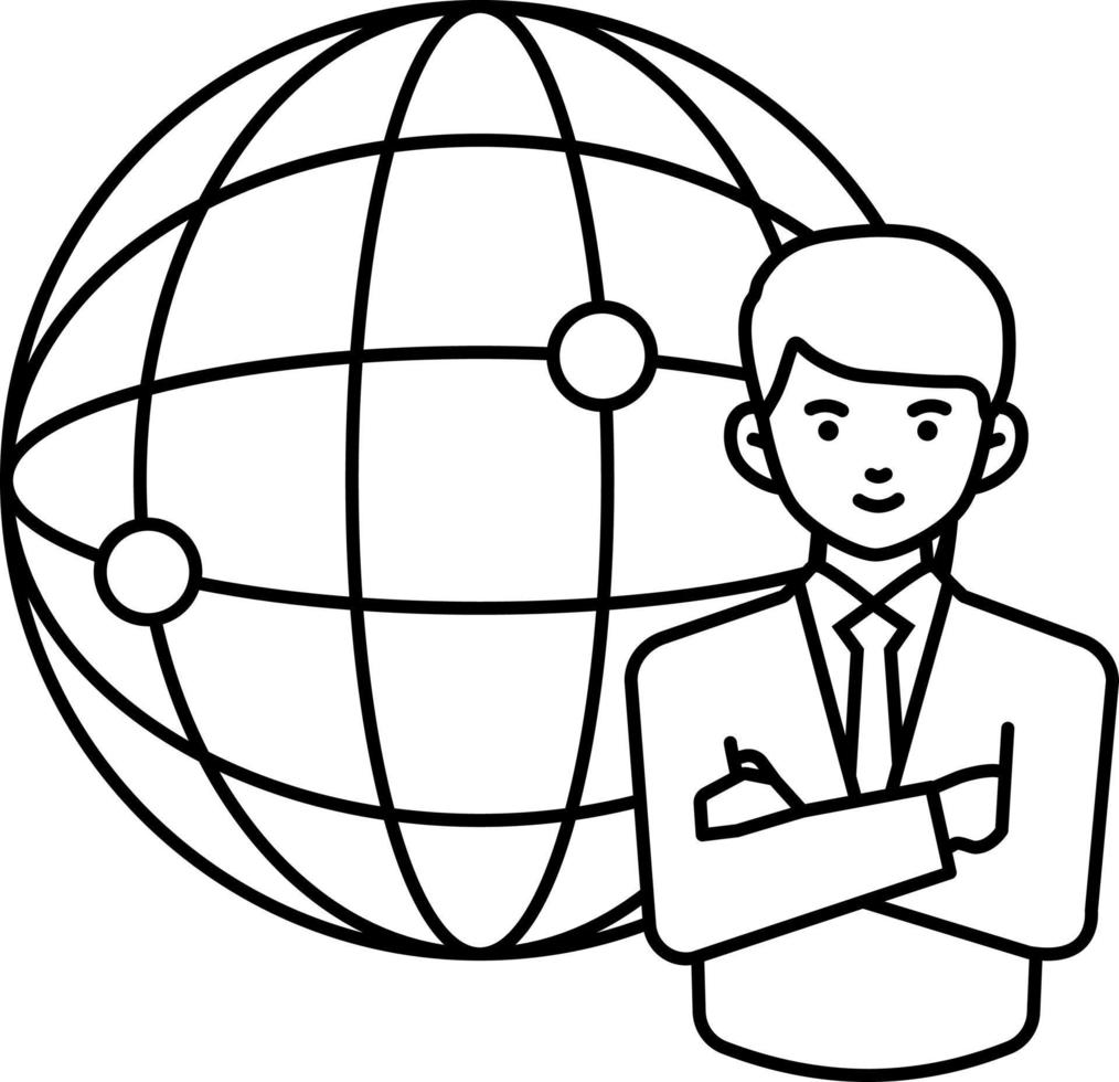 Outsourcing business worker working resource team company cute Line with White Colored vector