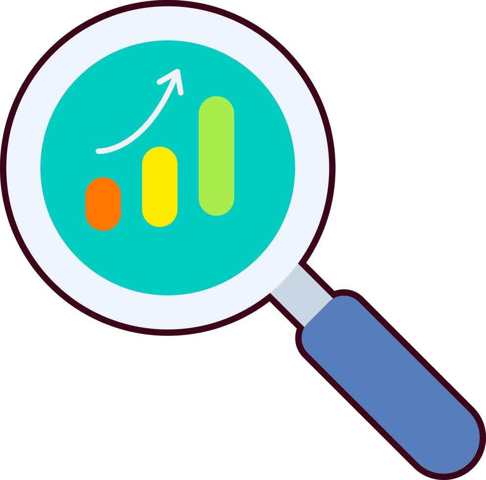 Look report growth analysis Business magnifying company startup Colored Flat with Black Sticker vector