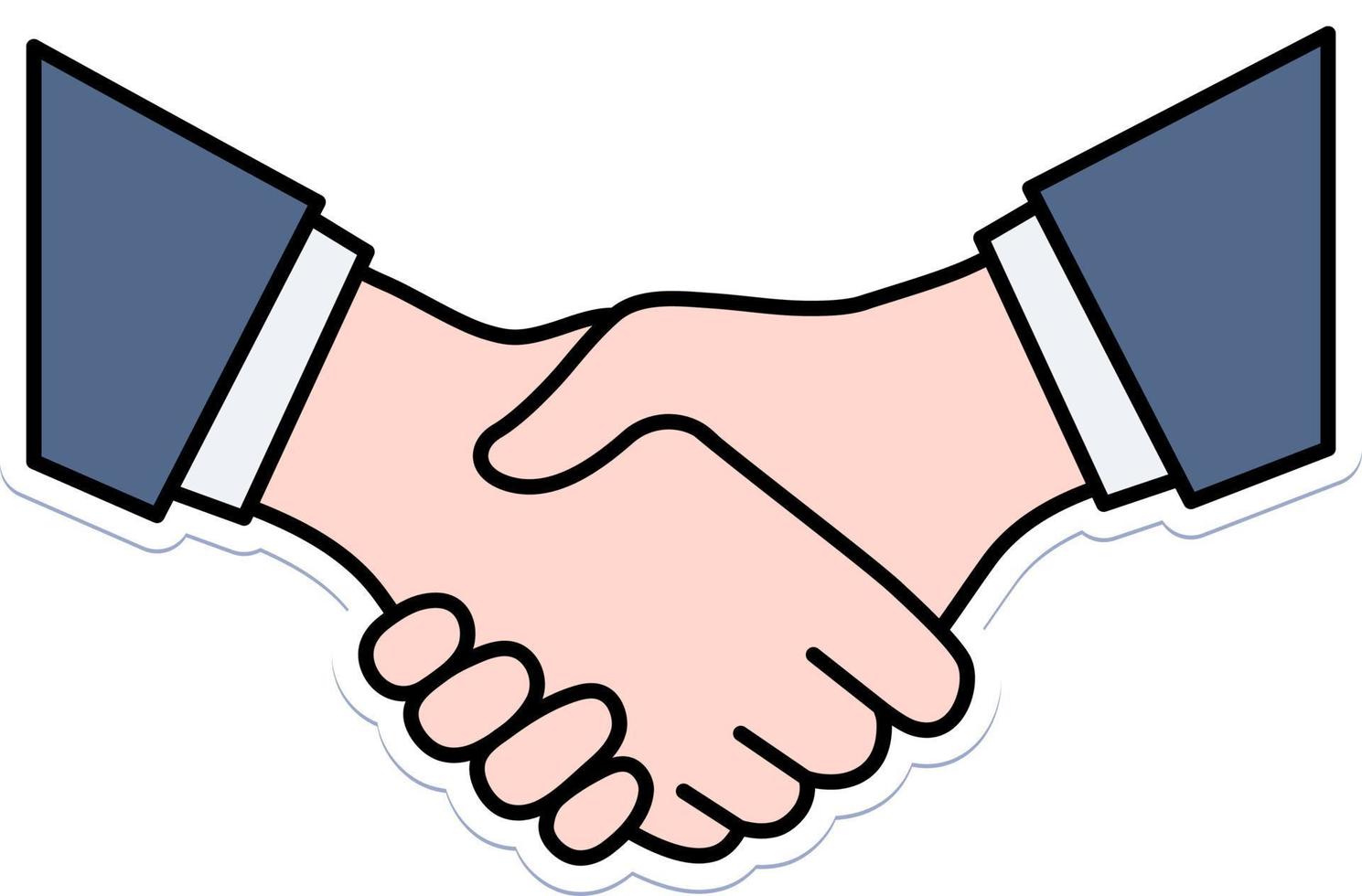 Agreement Partnership Business success team communication teamwork cute Colored Outline Sticker Retro vector