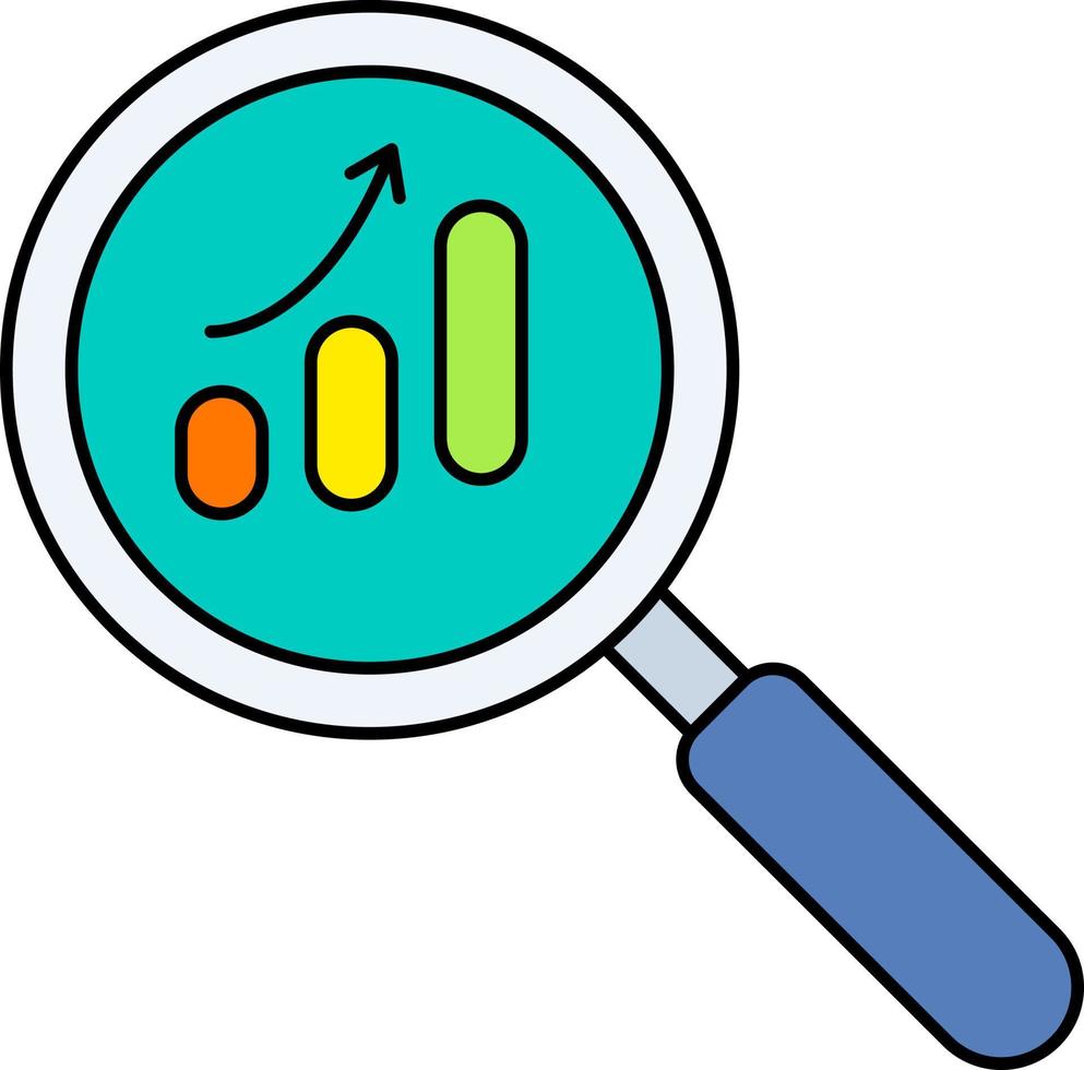 Look report growth analysis Business magnifying company startup Colored Outline vector