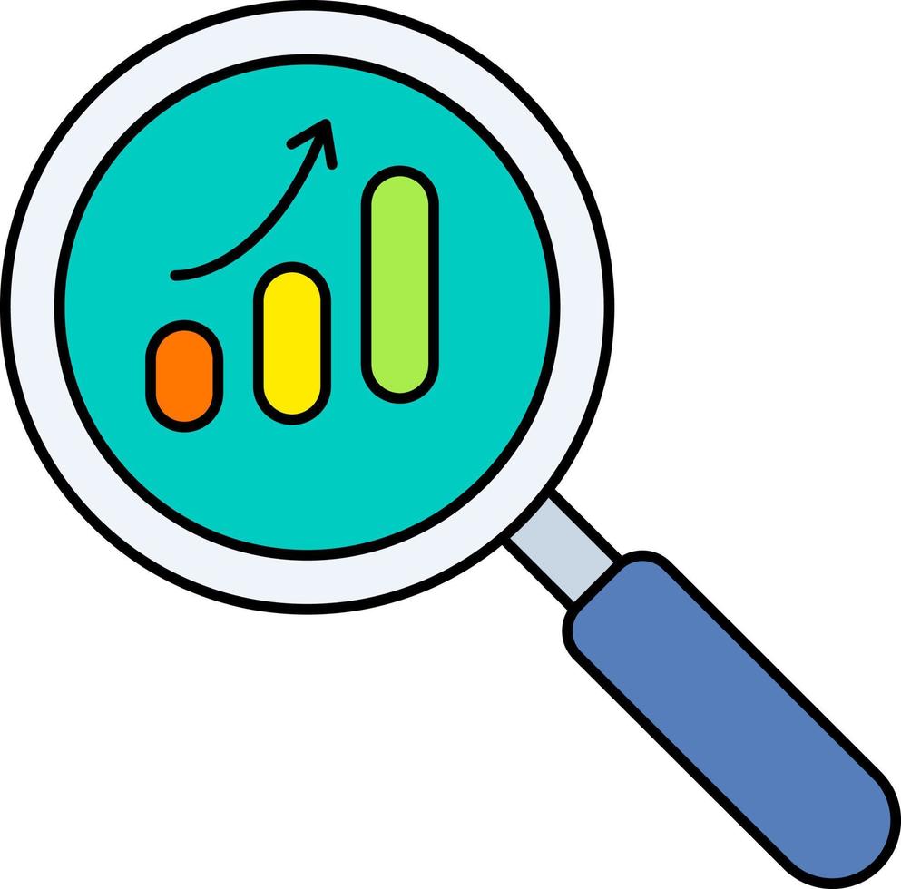 mirar informe crecimiento análisis negocio lupa empresa puesta en marcha contorno coloreado vector