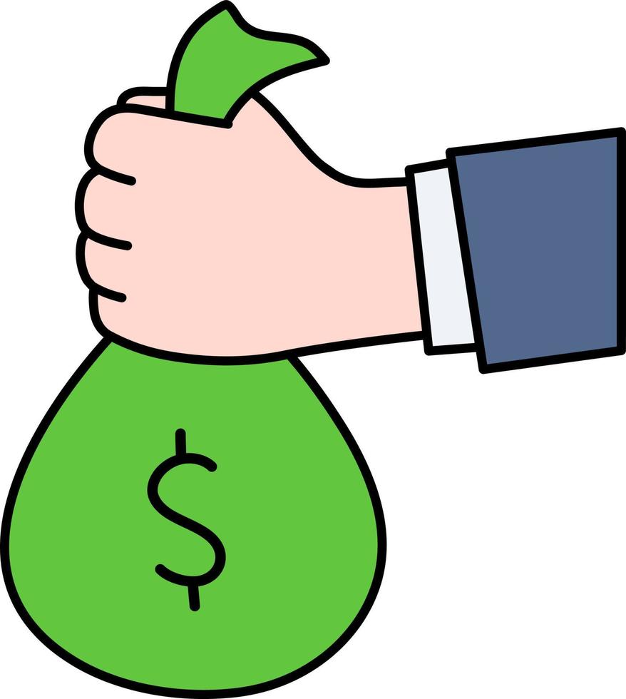 Investment financial Business Hand hold Cash Money success trade illustration Colored Outline vector