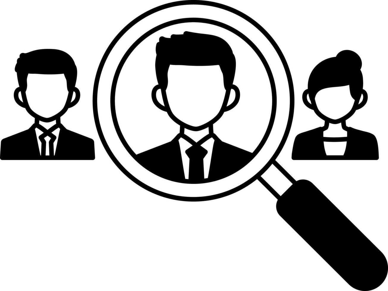 Recruitment looking team resource business magnifying company startup Semi-Solid Black and White vector