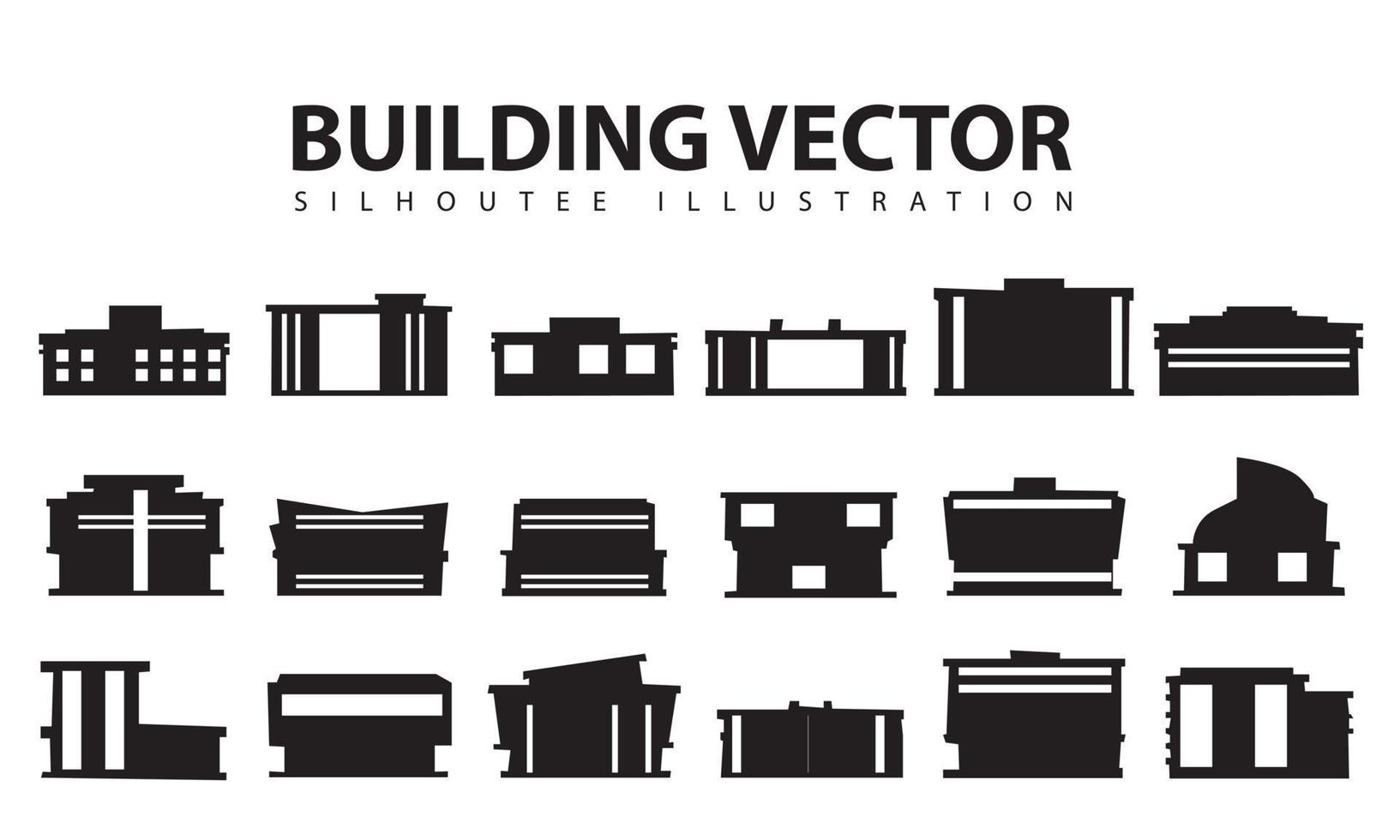 set of City silhouette in flat style. Modern urban landscape. Vector illustration. City skyscrapers building office skyline on white background