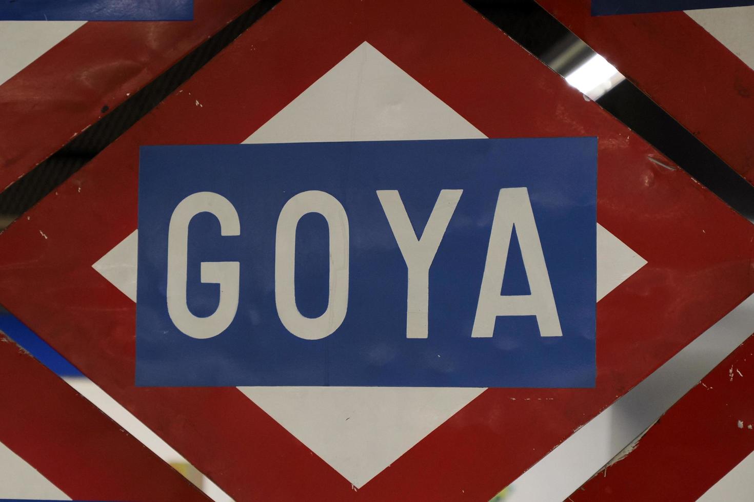 Goya Metro Station Sign in Madrid Spain, 2022 photo