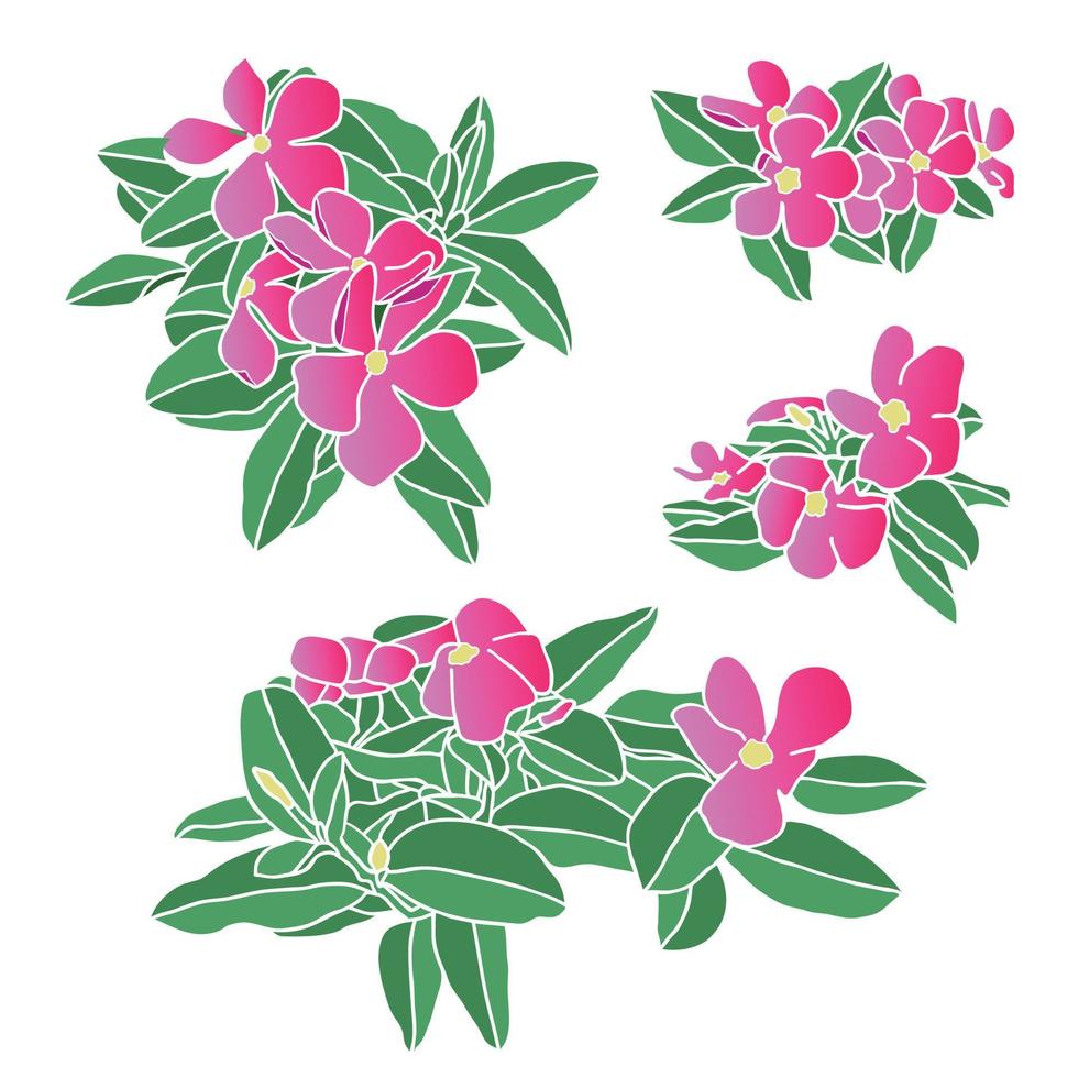 Composition of flowers, hand-drawn vector illustration in flat style.