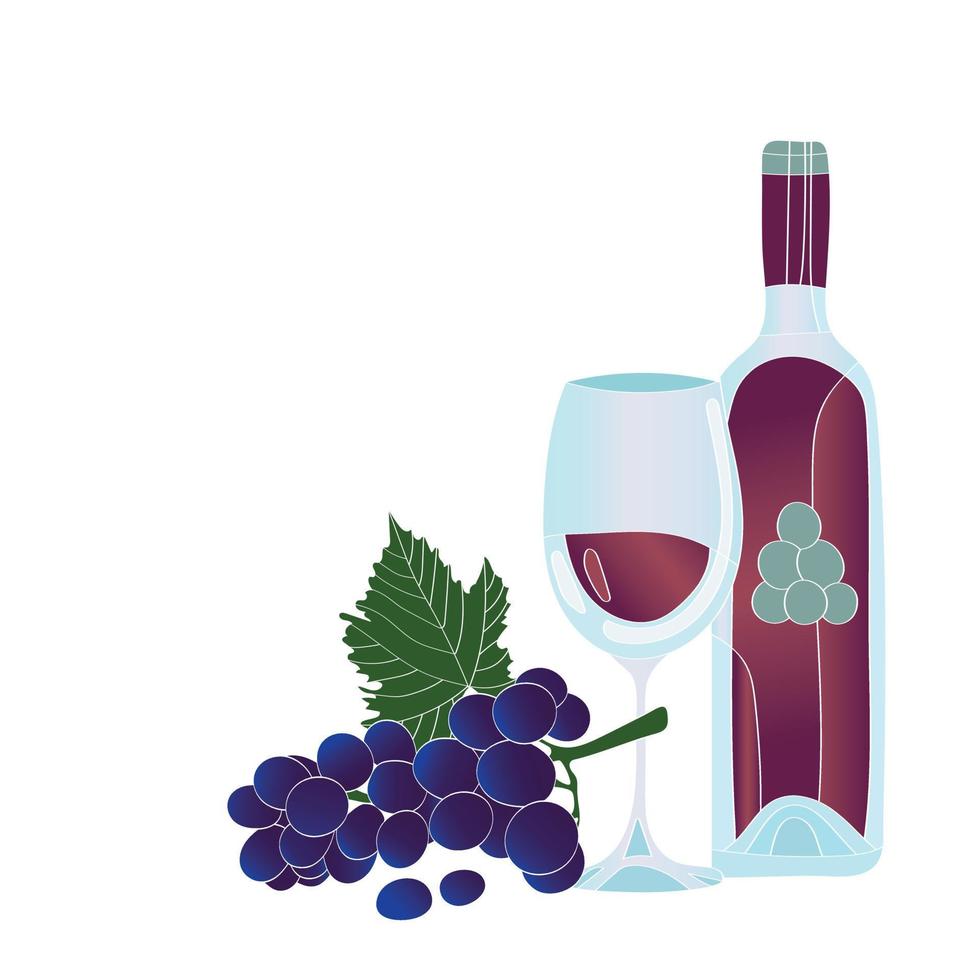 vino y uvas. ilustración vectorial vector
