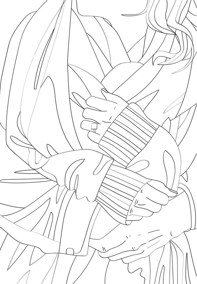 Female and male hands. Antistress coloring. vector