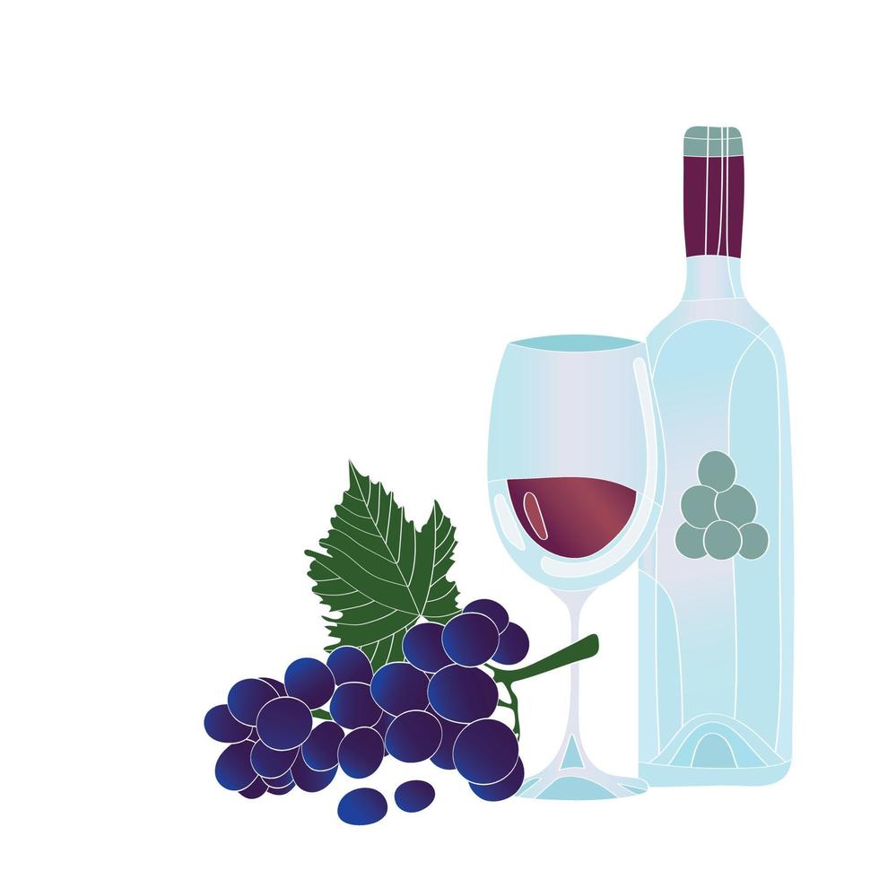 vino y uvas. ilustración vectorial vector