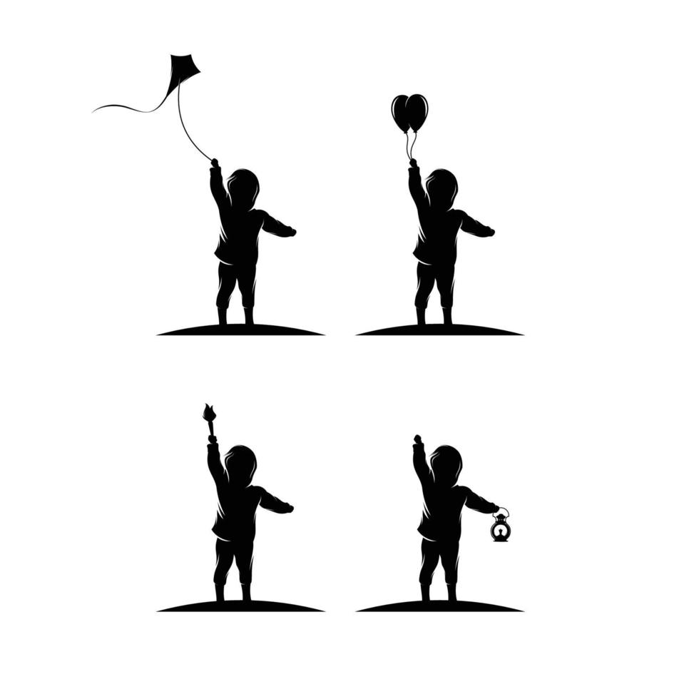 Collection of children playing outdoor logo vector