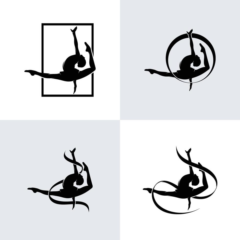 Set of gymnastics logo design templates vector