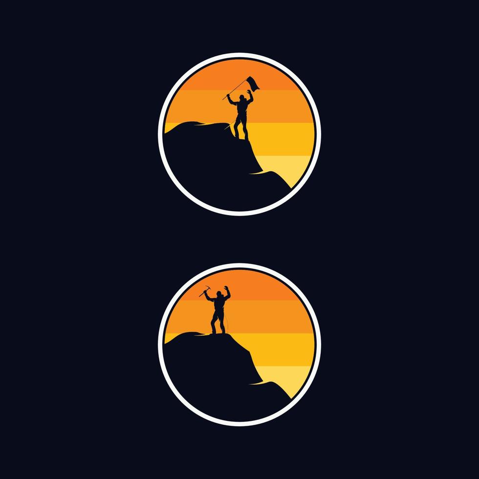 Outdoor rock climbing logo design template vector
