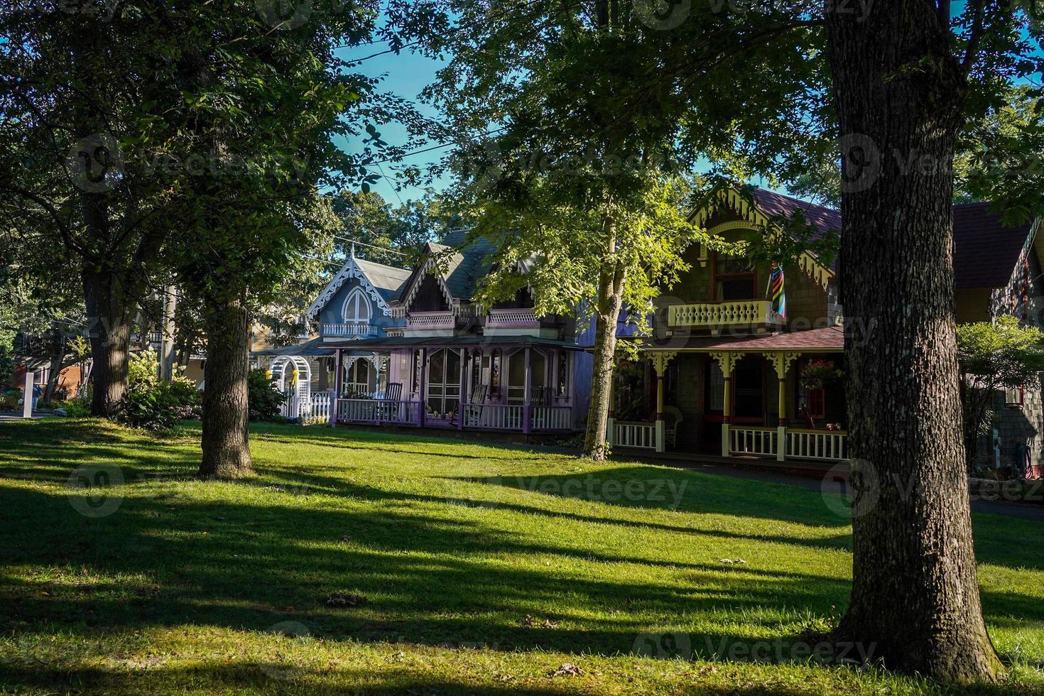 martha vineyard gingerbread colorful houses photo