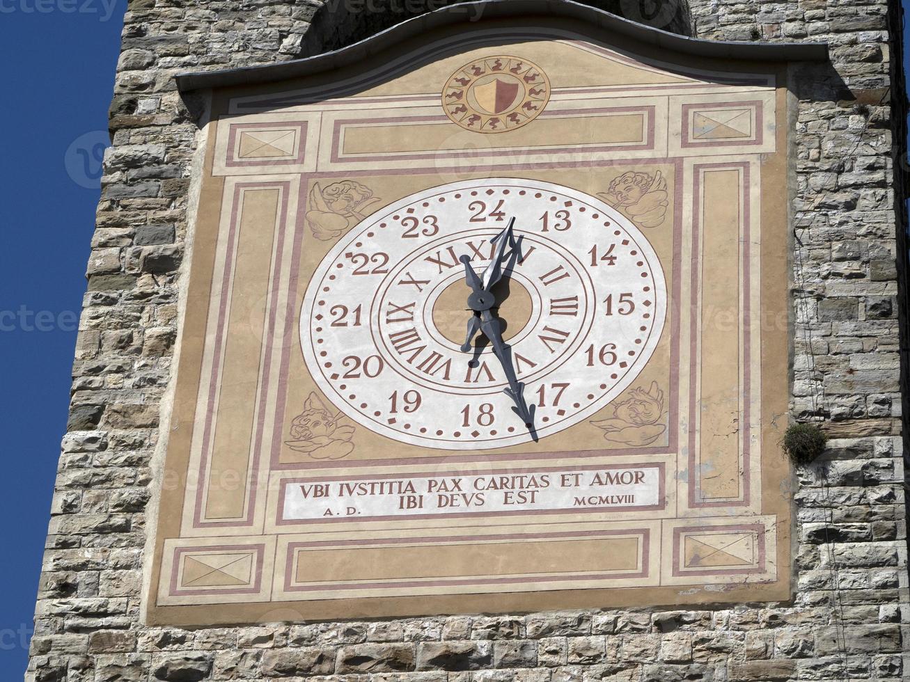Bergamo piazza maggiore place view detail of clock photo