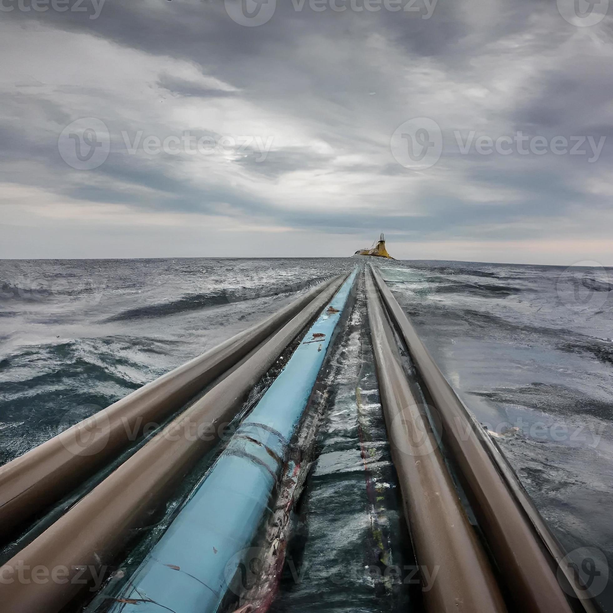 nord stream gas pipeline underwater imaginary illustration leaking gas