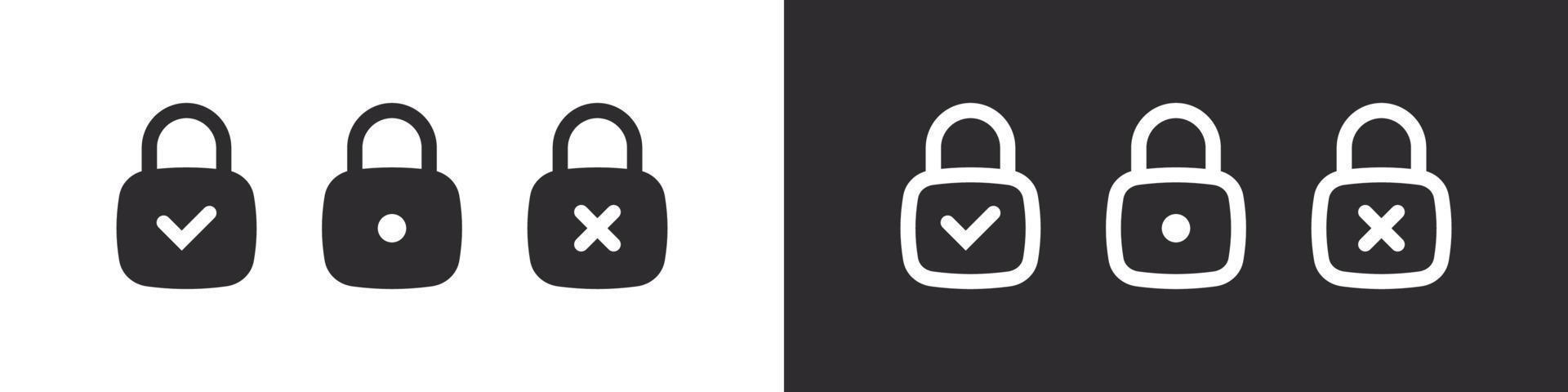 Lock Icons. Security symbol locks. Lock icons with a check mark. Vector images