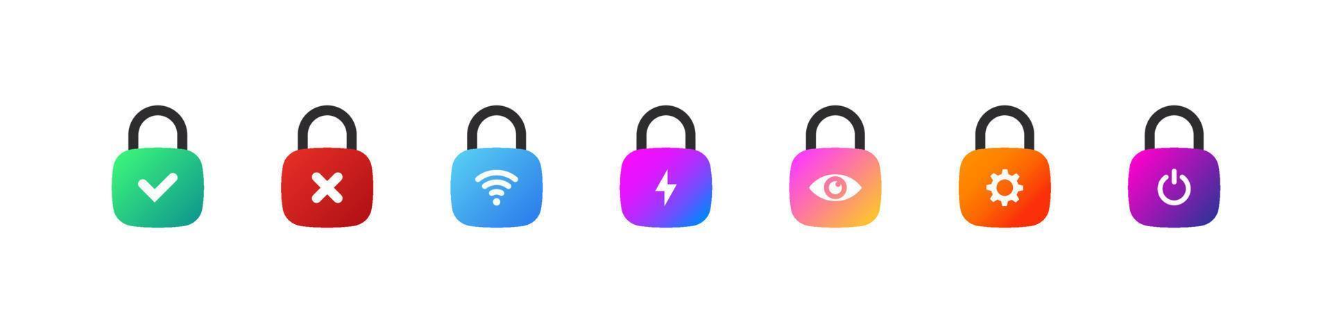 Lock Icons. Lock icons with different functional icons. Vector images