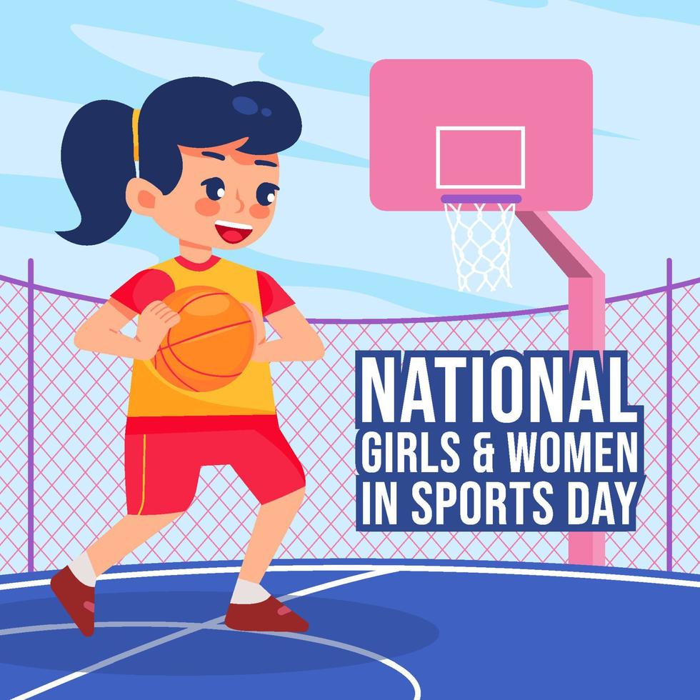 Girl Playing Basketball Concept vector