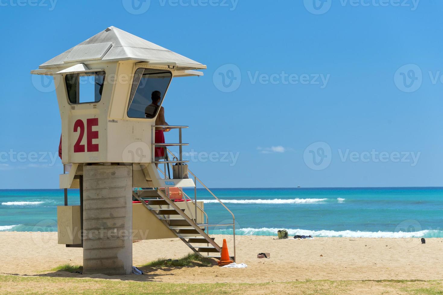 Lifeguard tower on Waikiki beach panorama photo