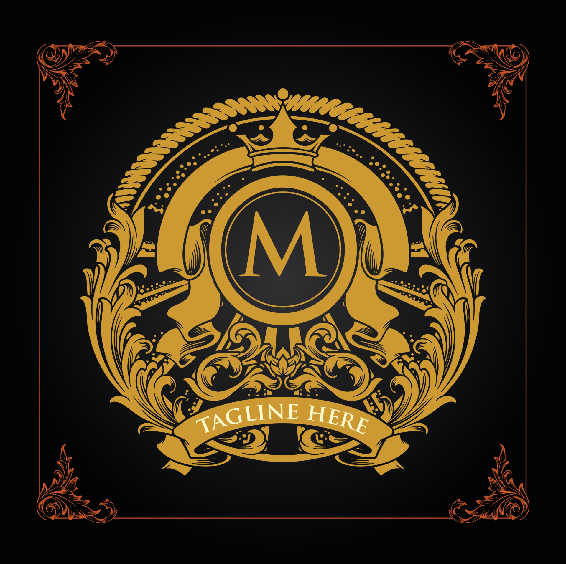 Vector modern Emblem Master Class. Elegant Golden Font. Artistic