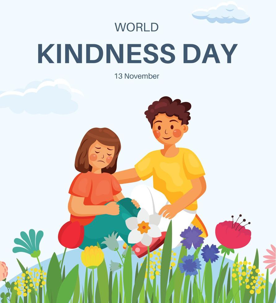 World Kindness Day. November 13. World Kindness Day Family concept. Template for background, banner, card, poster. Vector illustration.
