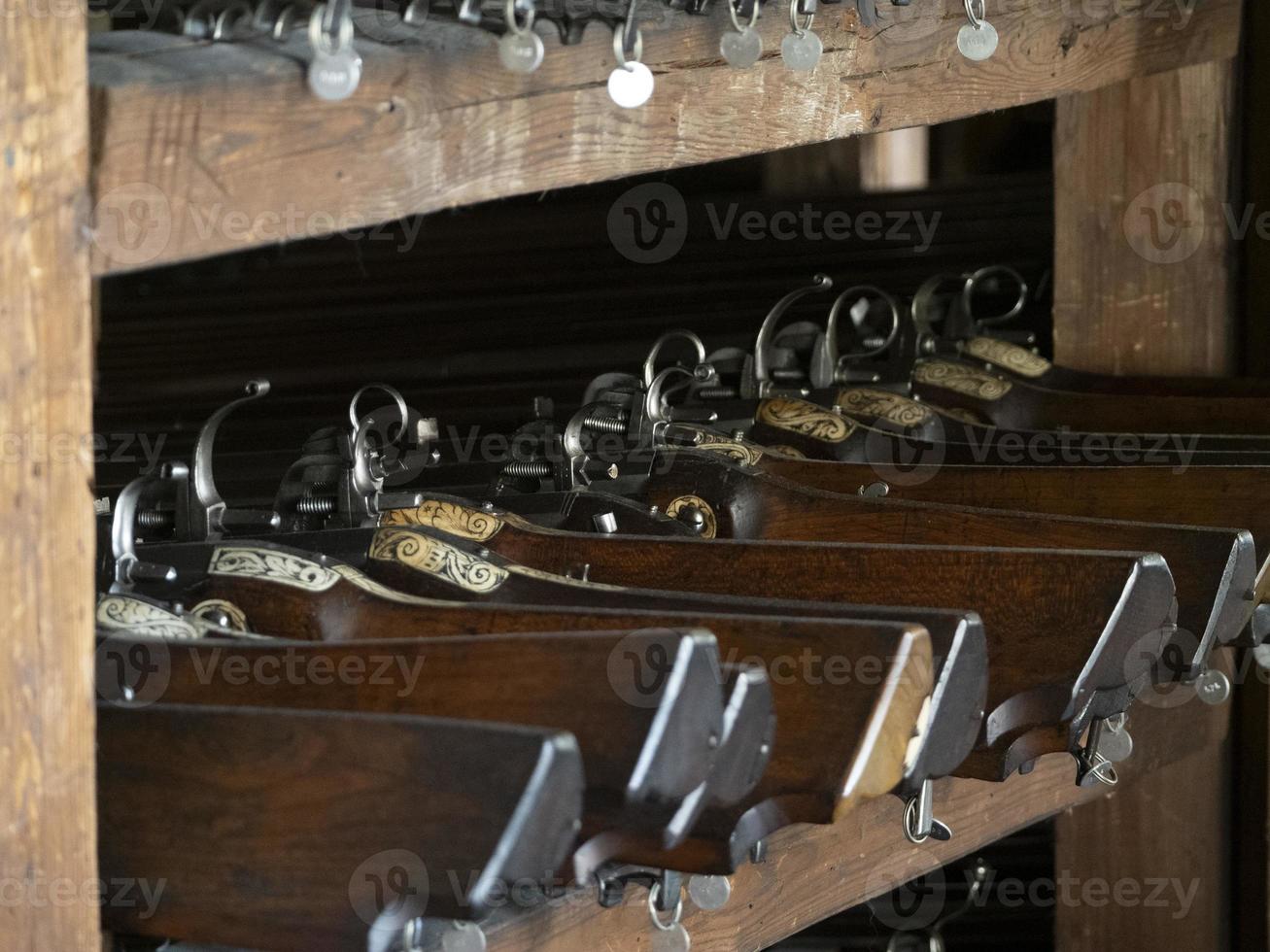 many medieval iron wood fusil photo