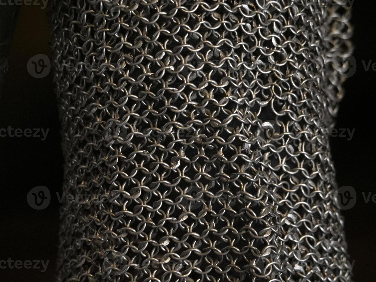 many medieval iron chain metal armor photo