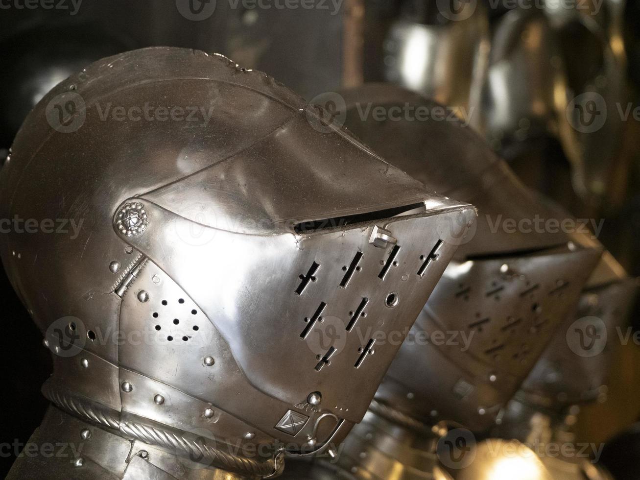 many medieval iron metal armor photo