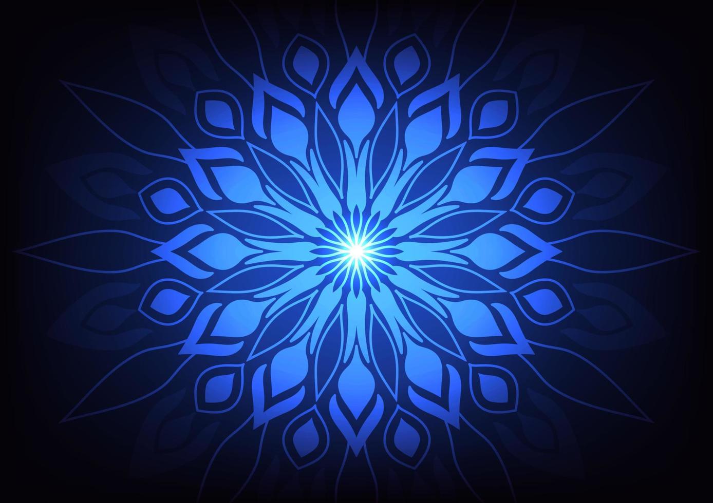 fondo de geometría moderna de flor de mandala de luz azul vector