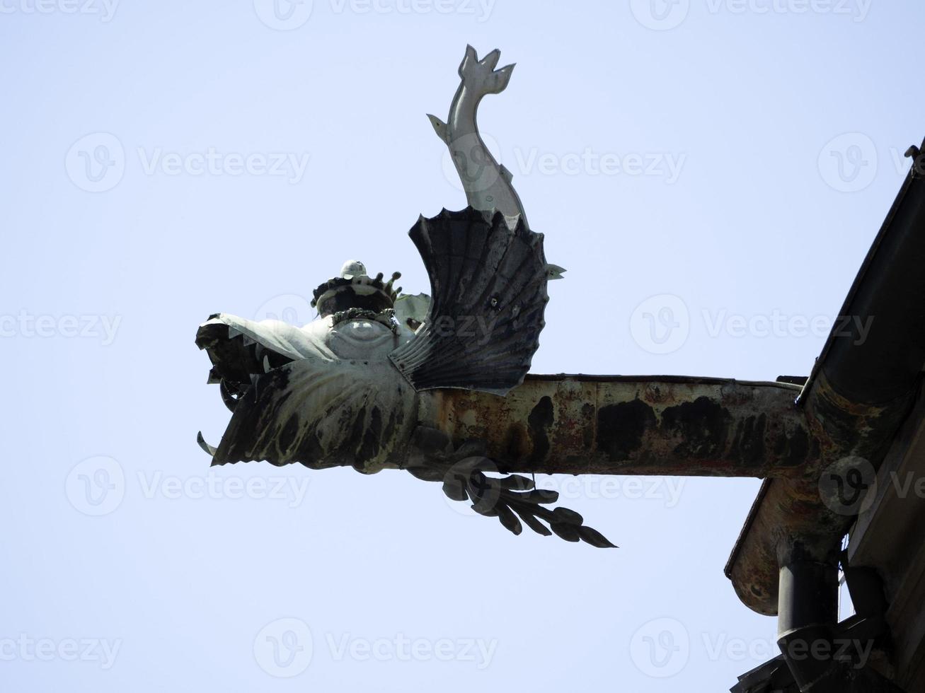 Graz austria roofs detail sea monster copper gutter photo