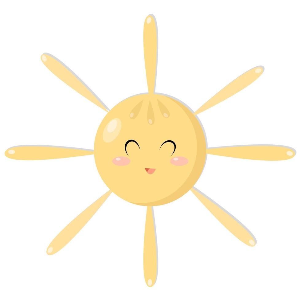 sol de dibujos animados, vector, lindo estilo kawaii vector