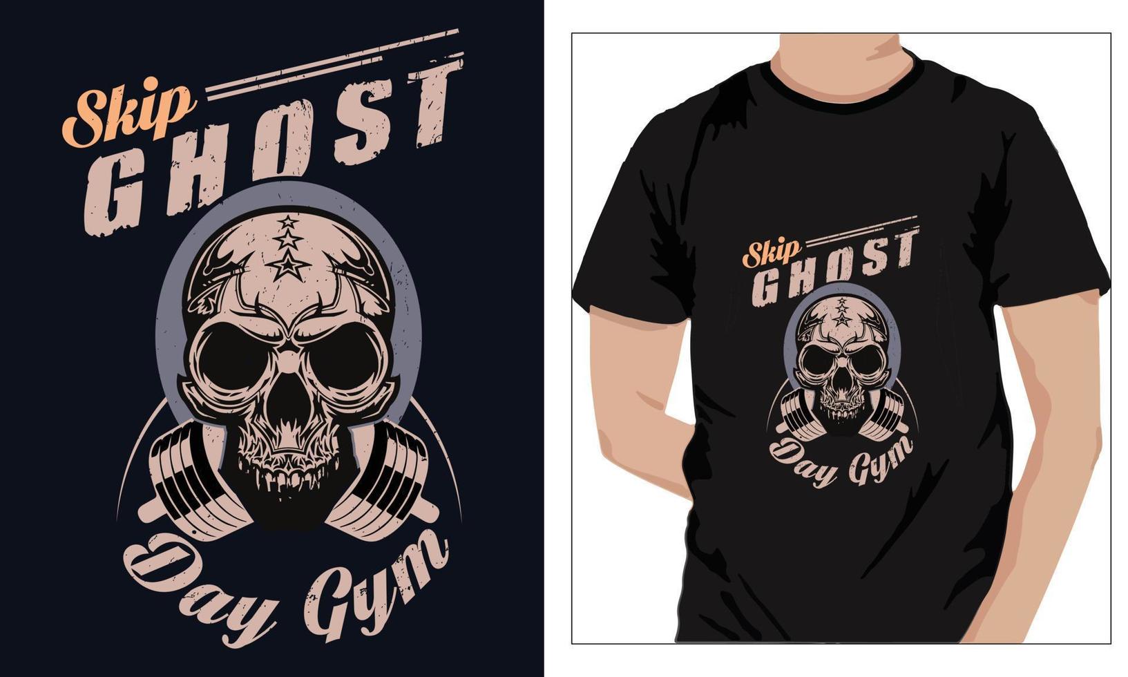 gimnasio fitness camisetas diseño saltar fantasma día gimnasio vector