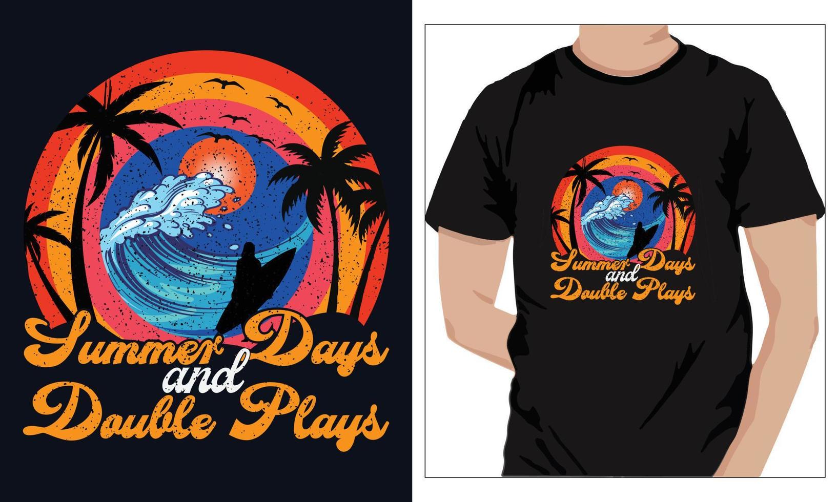 summer t-shirts Design Summer Days And Double Plays vector