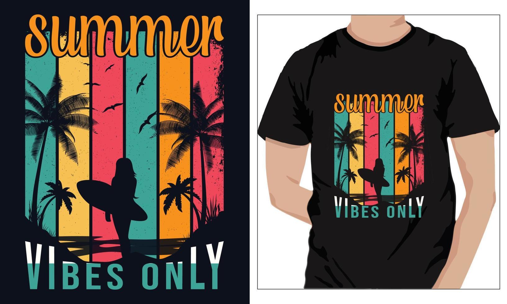 diseño de camisetas de verano solo vibraciones de verano vector