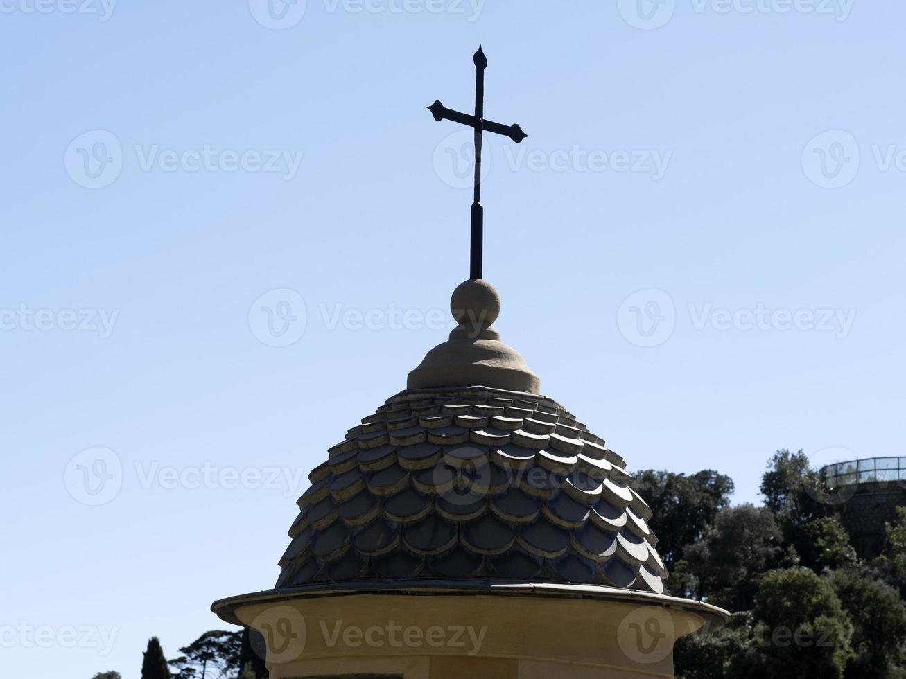 saint martin church in portofino detail of tower tiles photo