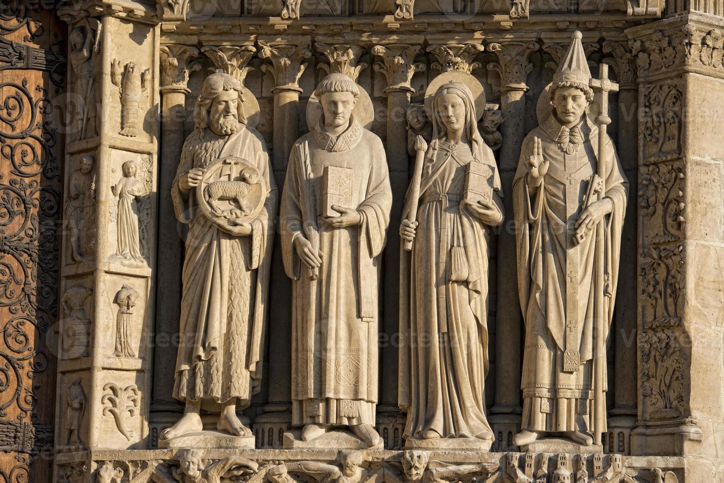 notre dame paris statues and gargoyles photo