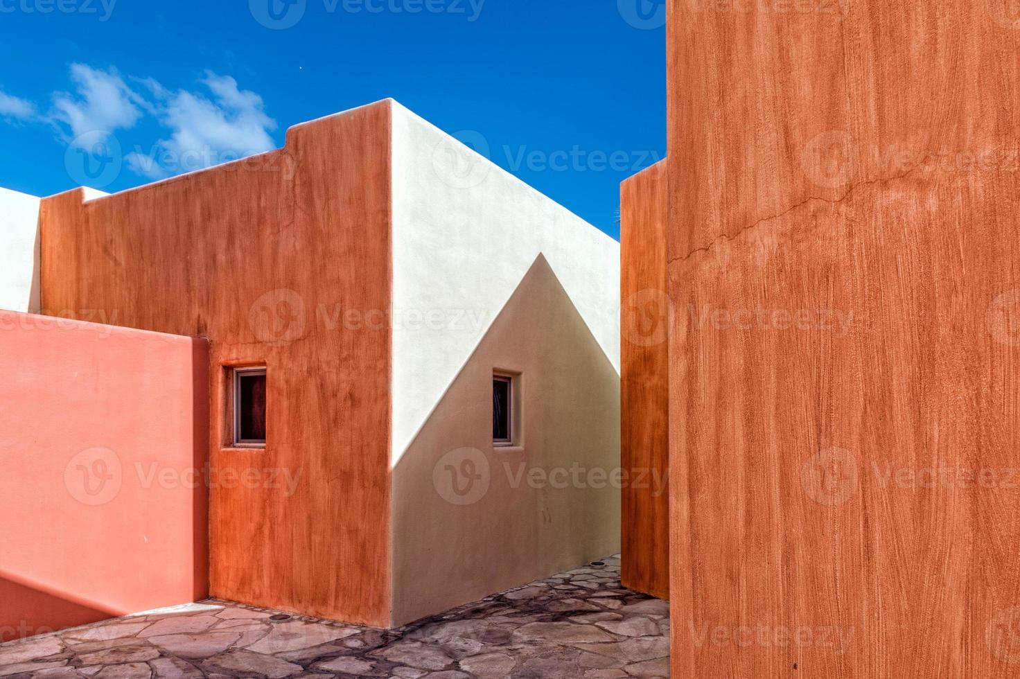 mexican house painted wall and roof detail photo