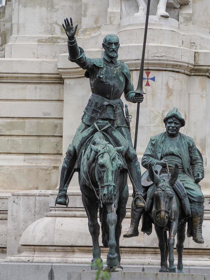 MAdrid spain place placa de espana monument Miguel de Cervantes photo