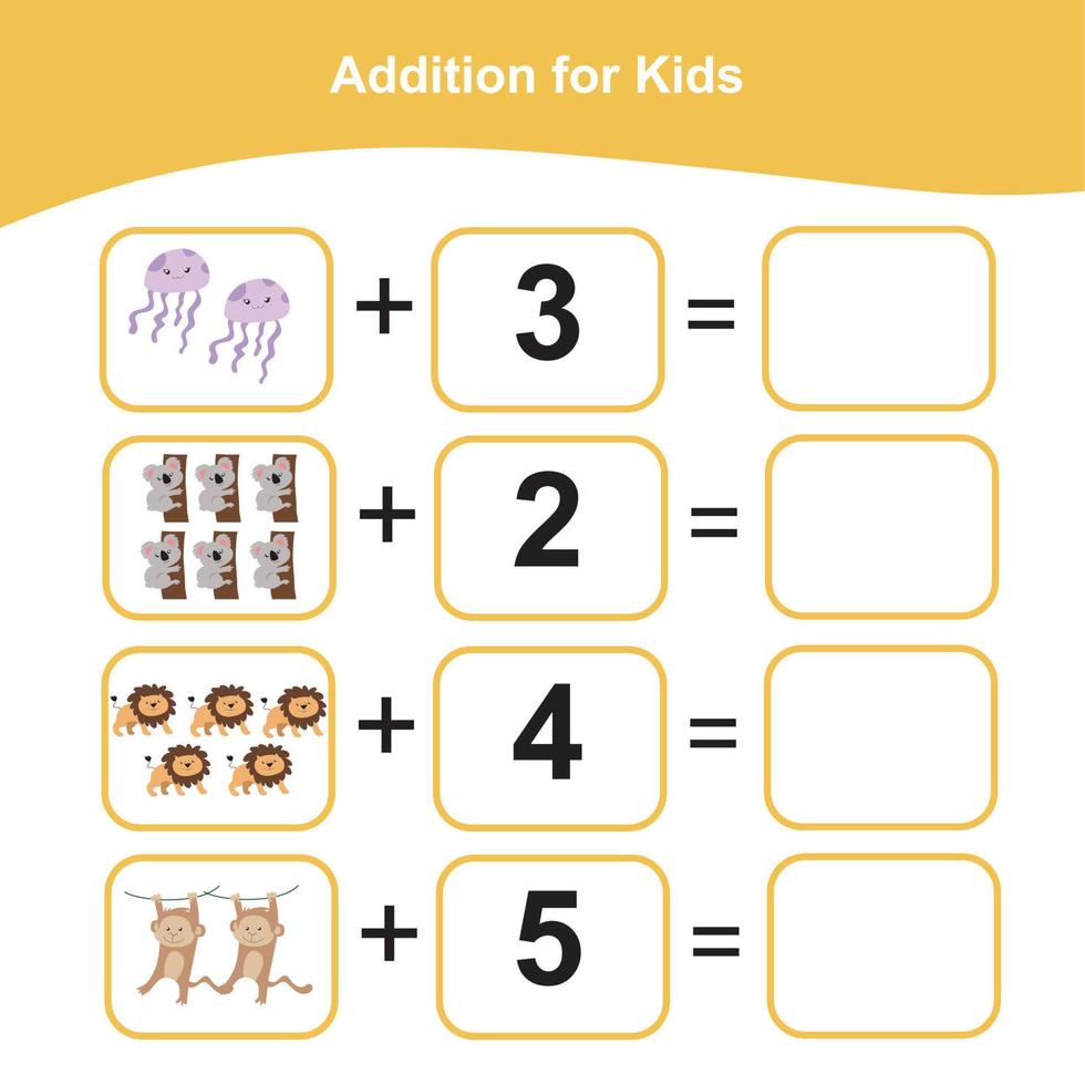 Mathematic sheet for children. Educational printable math worksheet. Count and write activity. Vector file.