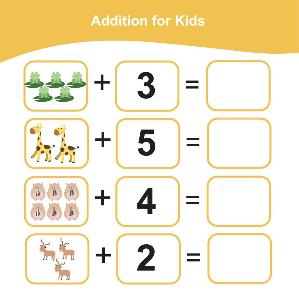 Mathematic sheet for children. Educational printable math worksheet. Count and write activity. Vector file.