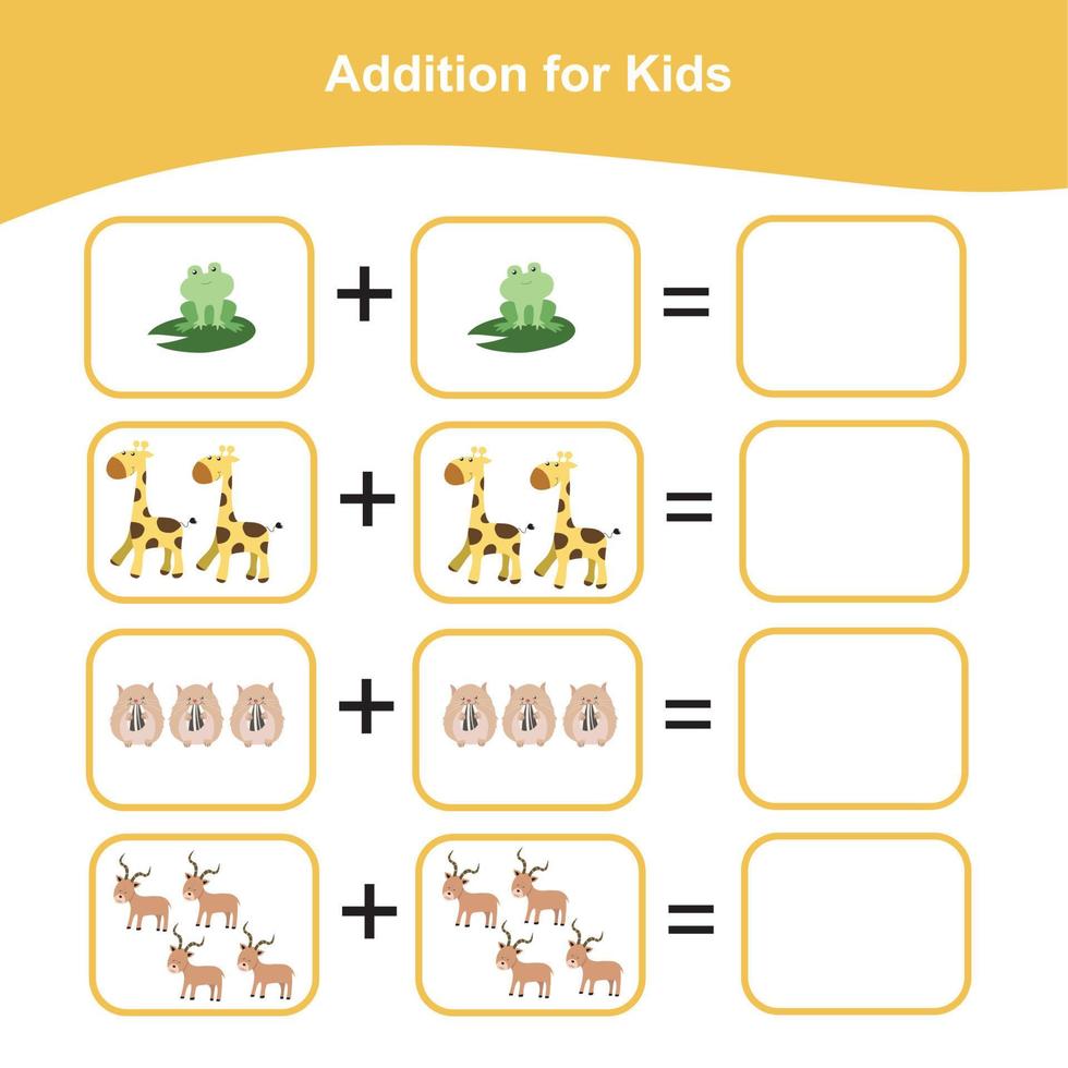 Mathematic sheet for children. Educational printable math worksheet. Count and write activity. Vector file.